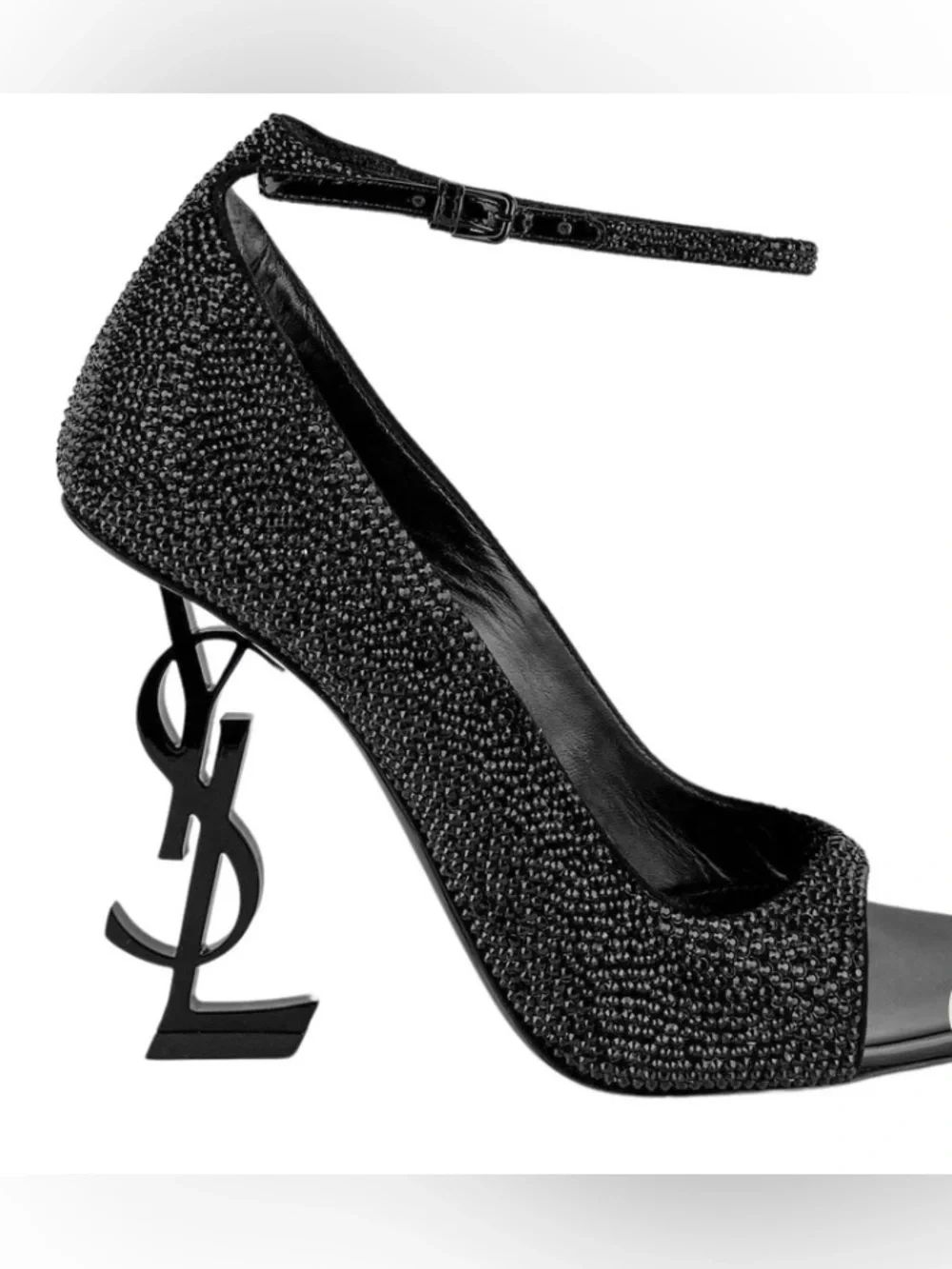 Gently Used SAINT LAURENT OPYUM BLACK CRYSTAL LOGO PUMPS  size 38.5 - Picture 3 of 6